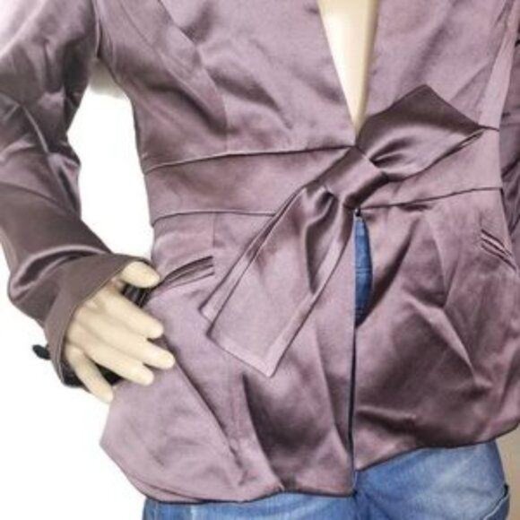 Kay Unger New York Silk Blazer jacket Size 8 Mauve lavender purple shiney sheen - Picture 7 of 12
